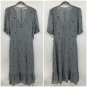 Reformation Nantes blue floral midi dress